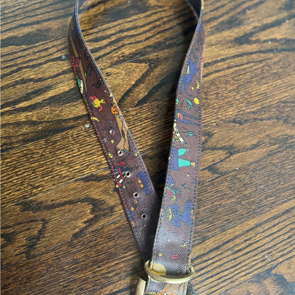 RARE Piero Guidi Multicolor Leather Belt with Gold Buckle